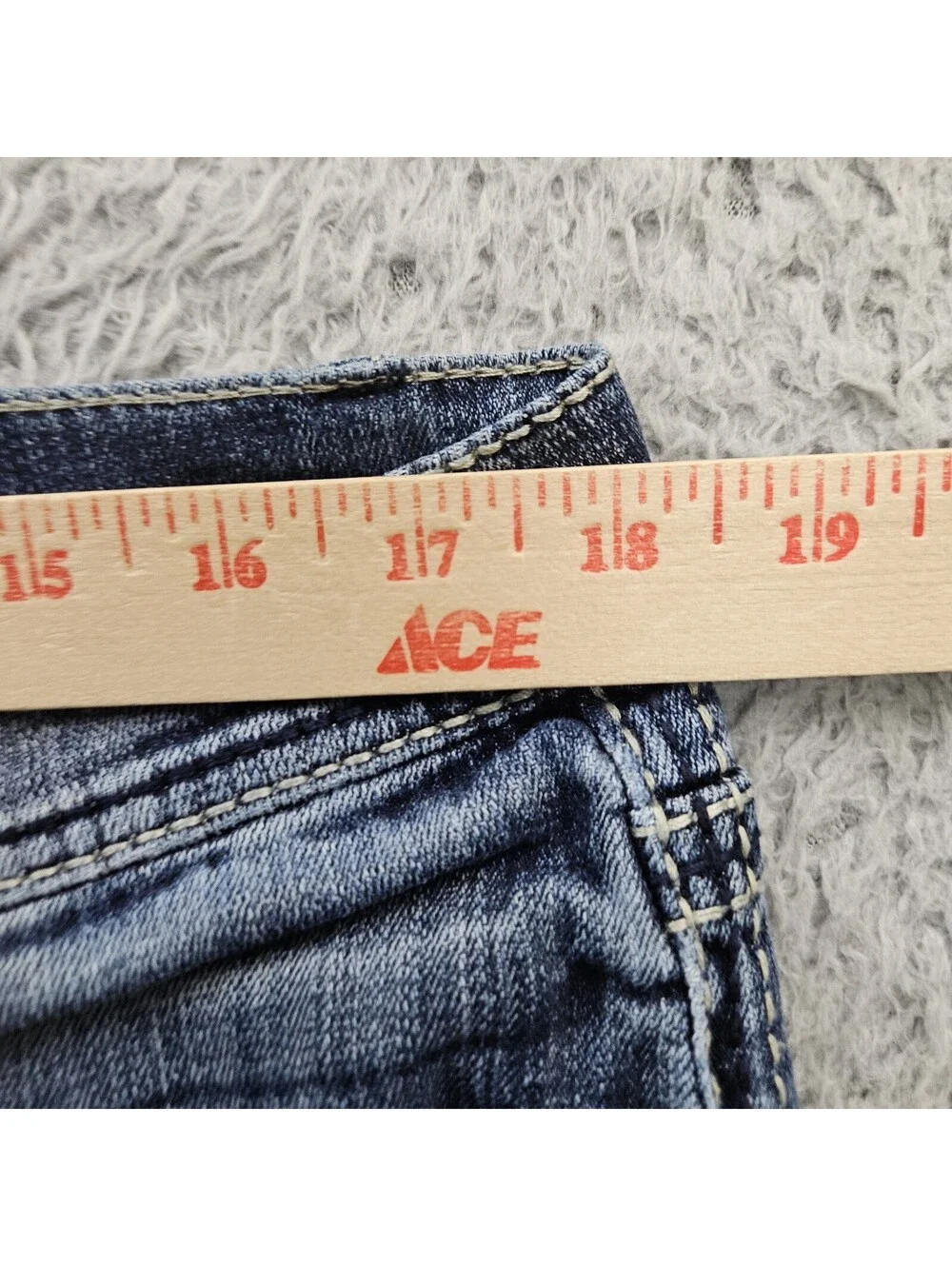 BKE TYLER Jeans Men Straight Leg 36L (Fits 36x33) Whiskering Stretch Denim *Hem